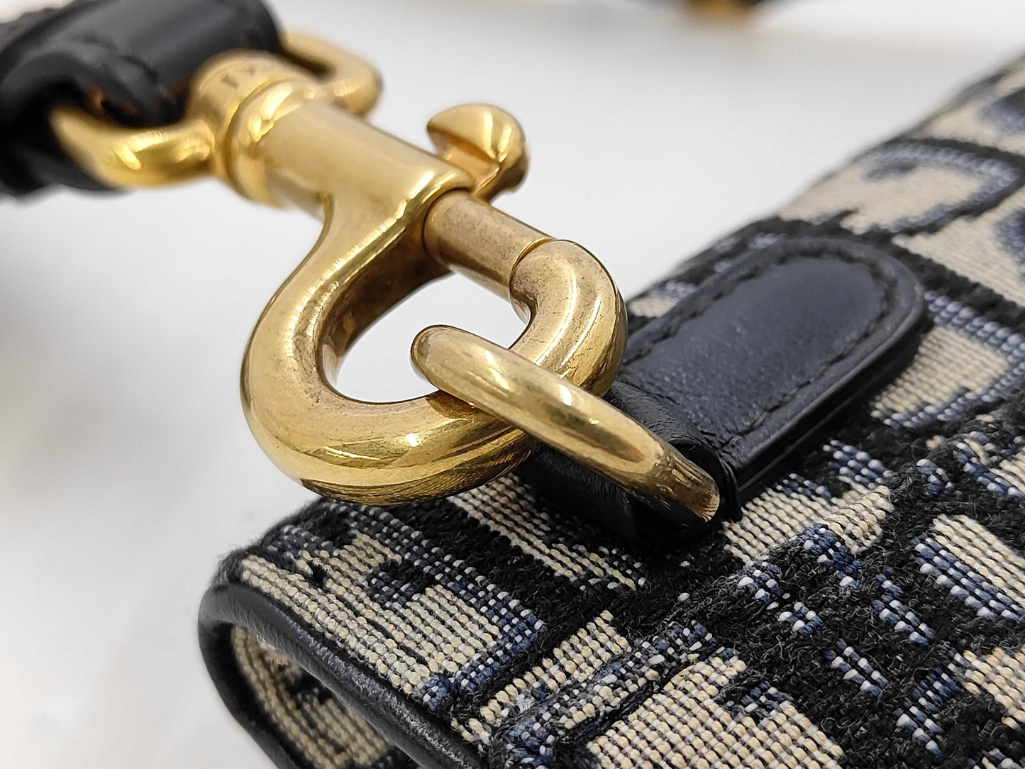 Christian Dior Saddle Mini – Tela Oblique Blu, Hardware Oro