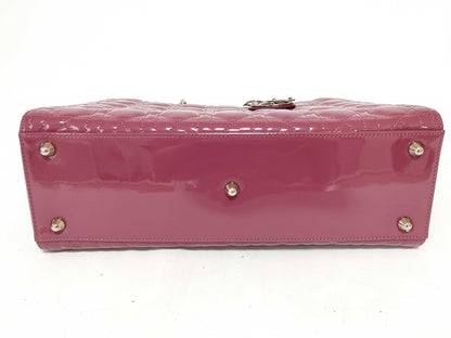 Christian Dior Lady Dior Large Pelle Verniciata Cannage – Rosa Malva – 32 cm