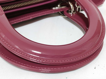 Christian Dior Lady Dior Large Pelle Verniciata Cannage – Rosa Malva – 32 cm