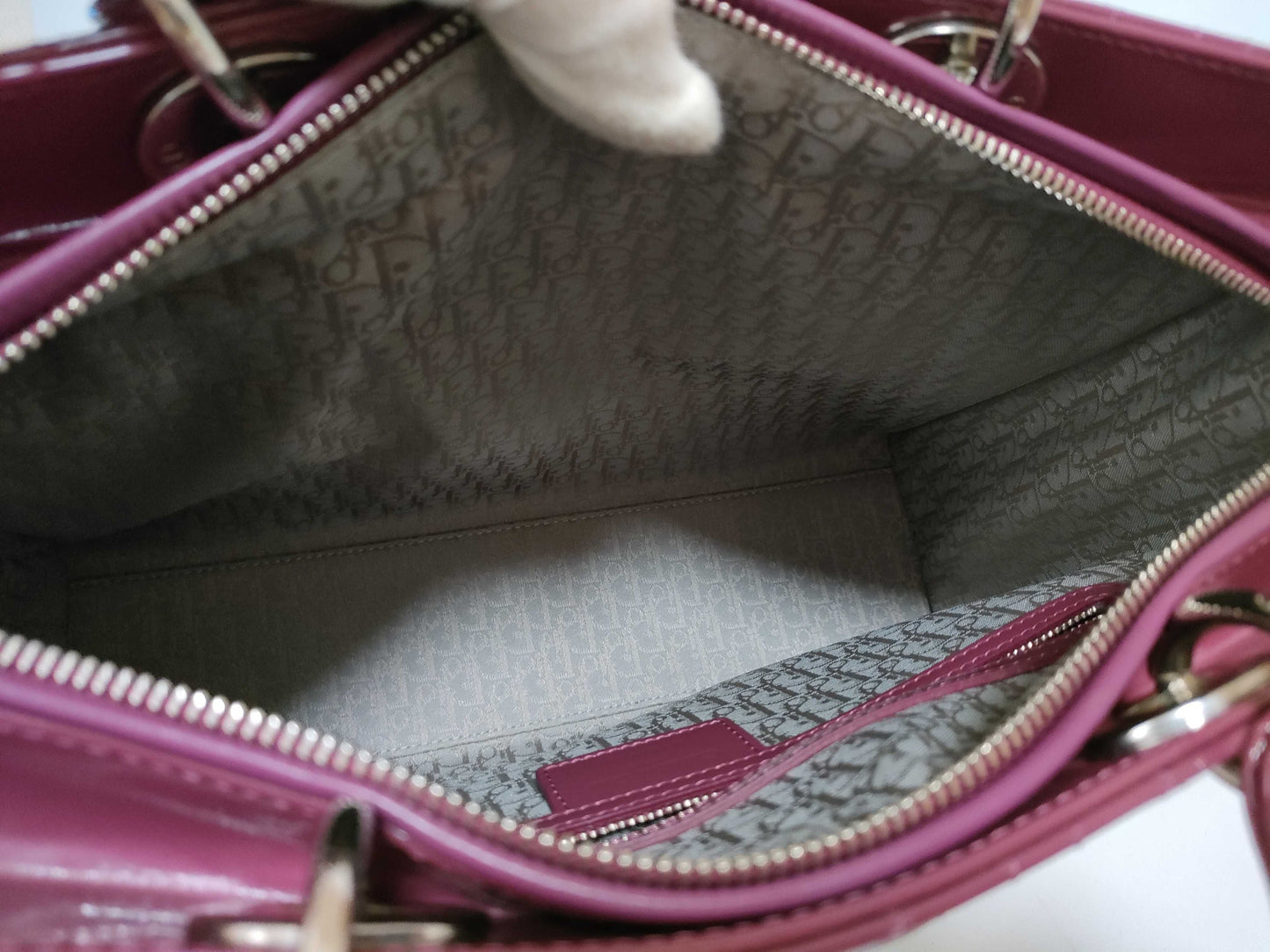 Christian Dior Lady Dior Large Pelle Verniciata Cannage – Rosa Malva – 32 cm