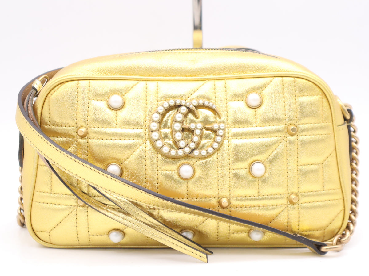 Gucci GG Marmont Pearly – Borsa a spalla con perle