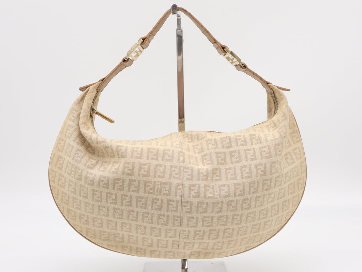 Fendi Hobo Zucchino in Tela Beige