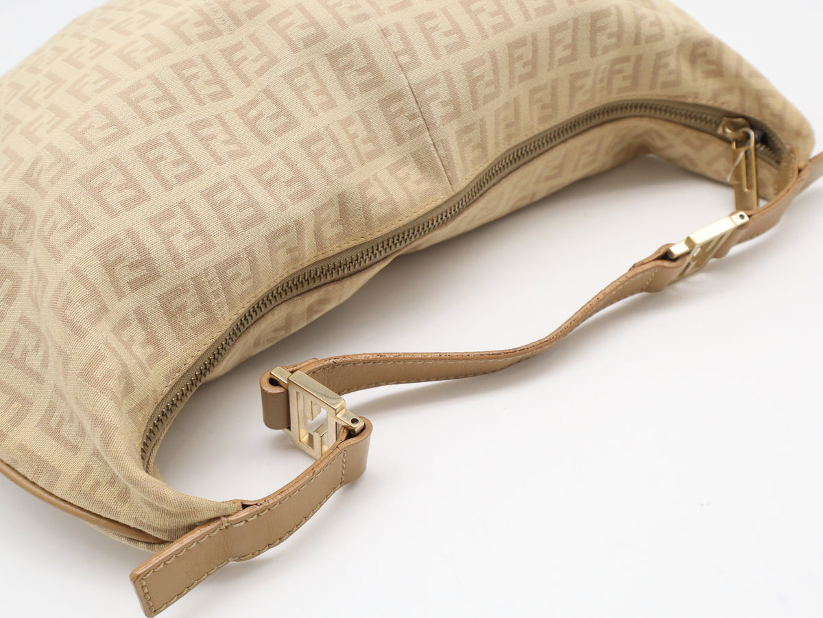 Fendi Hobo Zucchino in Tela Beige