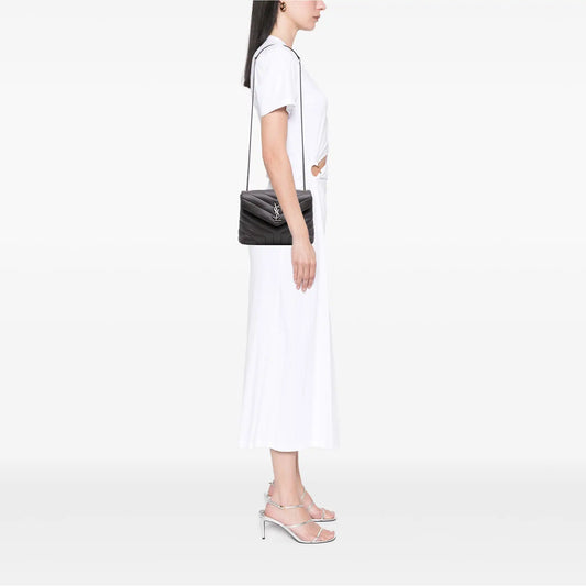 Saint Laurent Piccola borsa a tracolla LouLou in pelle di vitello con monogramma