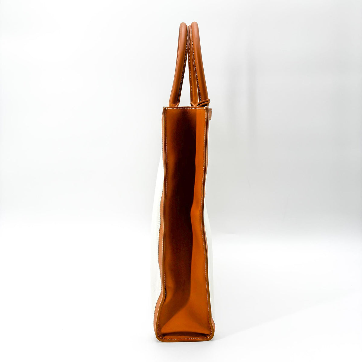 Celine Vertical Cabas Small – Tela e pelle beige