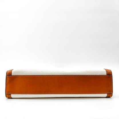 Celine Vertical Cabas Small – Tela e pelle beige