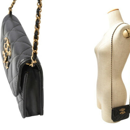 Chanel Wallet on Chain in pelle nera con catena dorata intrecciata – Ref. 31409975