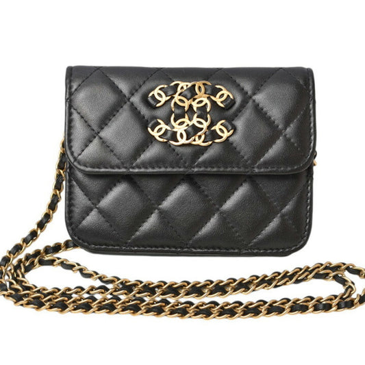 Chanel Wallet on Chain in pelle nera con catena dorata intrecciata – Ref. 31409975