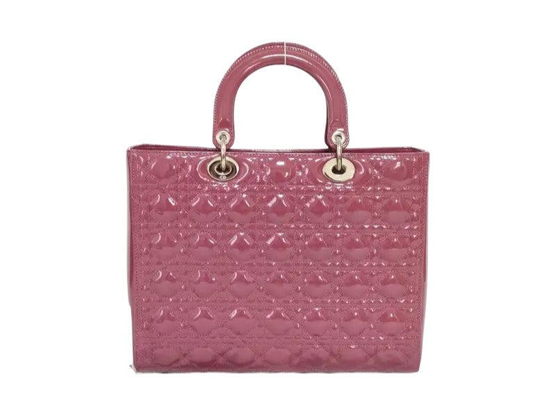 Christian Dior Lady Dior Large Pelle Verniciata Cannage – Rosa Malva – 32 cm