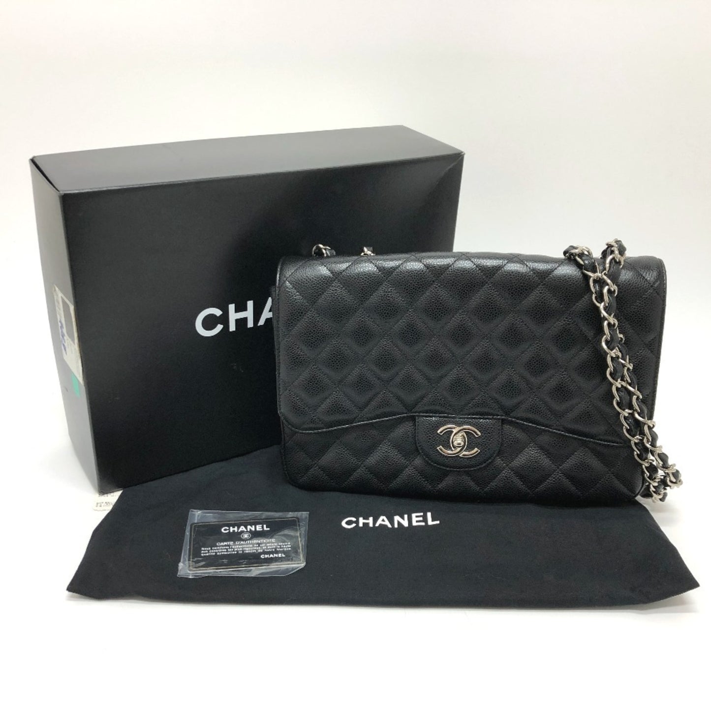 Chanel Classic Flap Medium – Caviar Nero & Hardware Argento – Made in Italy