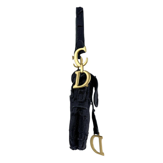 Dior Saddle Bag in tela nera distressed – Oro opaco – 2003