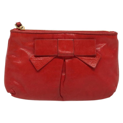 Miu Miu – Pouch in Pelle Rossa con Fiocco e Dettagli Dorati