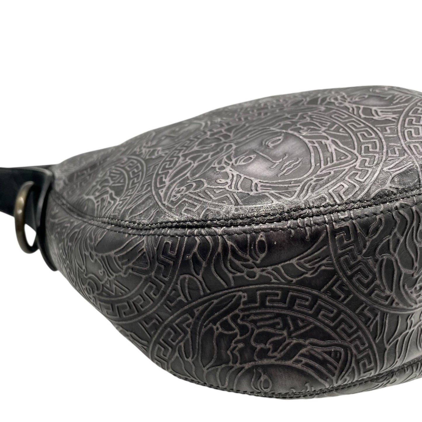 Versace Medusa – Hobo bag in pelle nera incisa