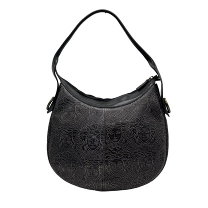 Versace Medusa – Hobo bag in pelle nera incisa