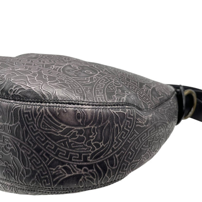 Versace Medusa – Hobo bag in pelle nera incisa