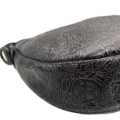 Versace Medusa – Hobo bag in pelle nera incisa
