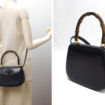 Gucci Bamboo Top Handle Bag in pelle nera – 21 cm