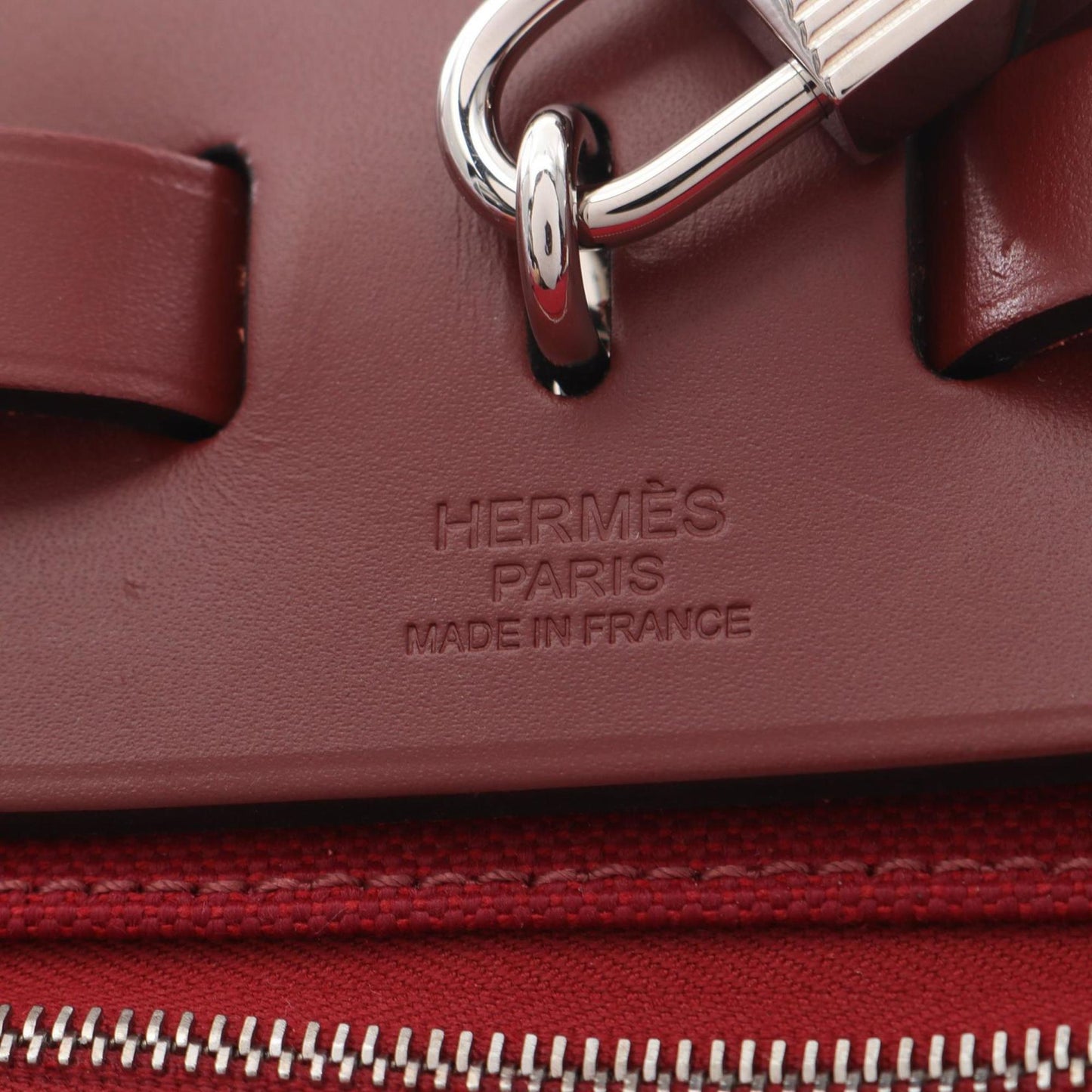 Hermès Herbag Zip 31 – Burgundy Canvas & Leather