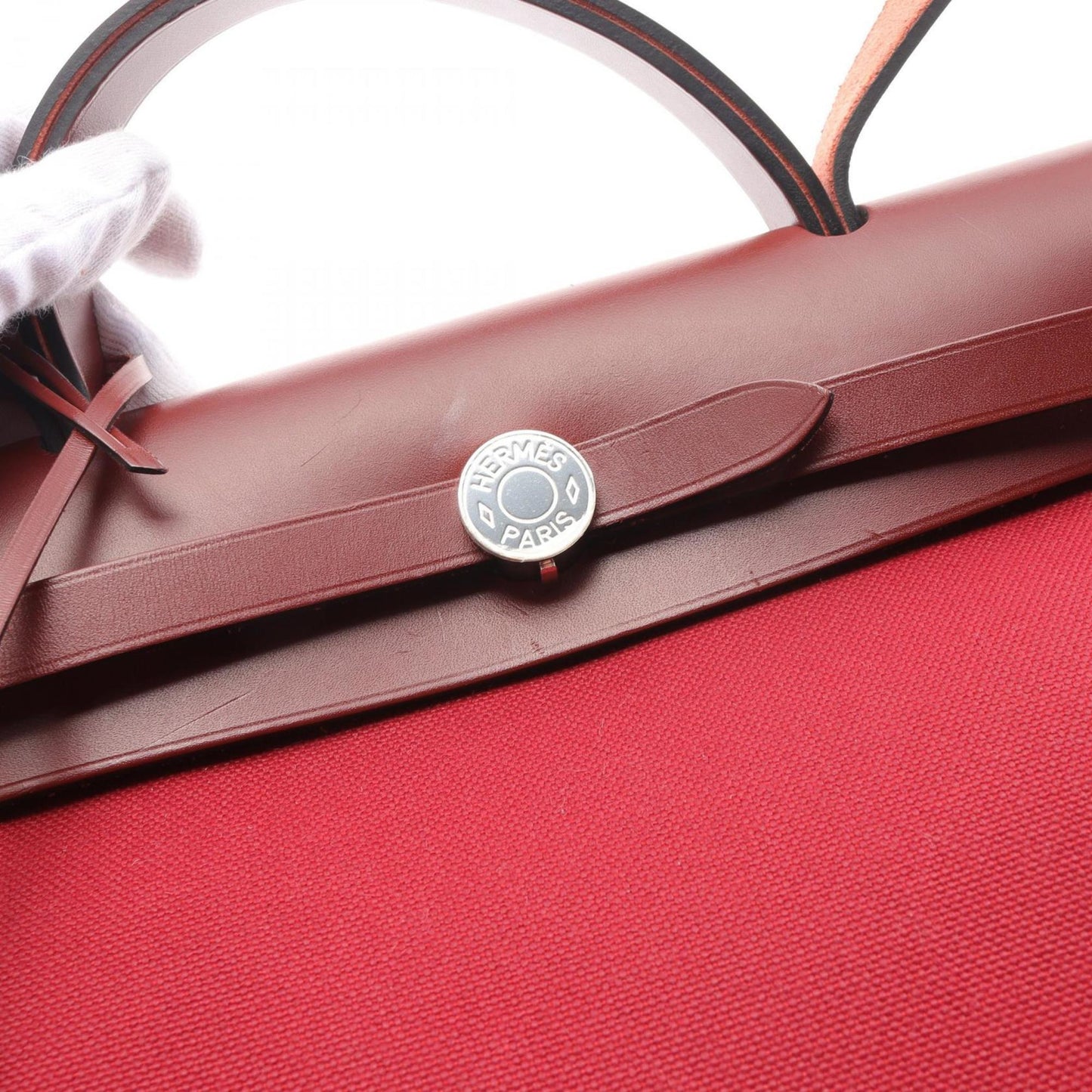 Hermès Herbag Zip 31 – Burgundy Canvas & Leather