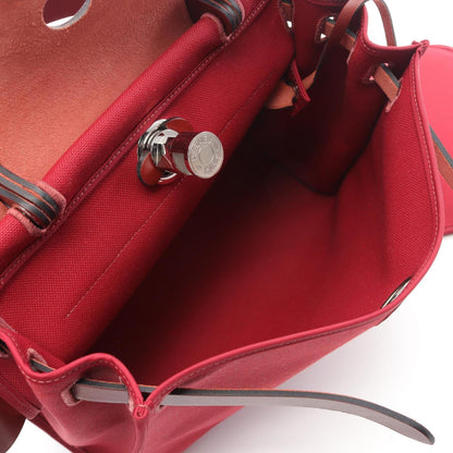 Hermès Herbag Zip 31 – Burgundy Canvas & Leather