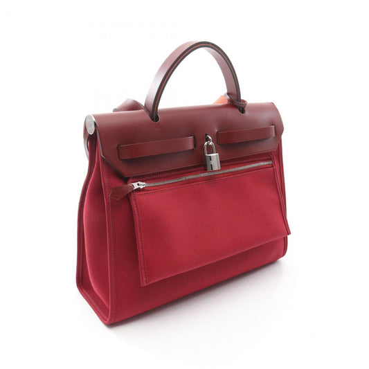 Hermès Herbag Zip 31 – Burgundy Canvas & Leather