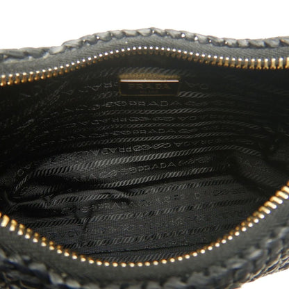 Prada Re-Edition 2005 – Borsa in rafia nera con pochette rimovibile