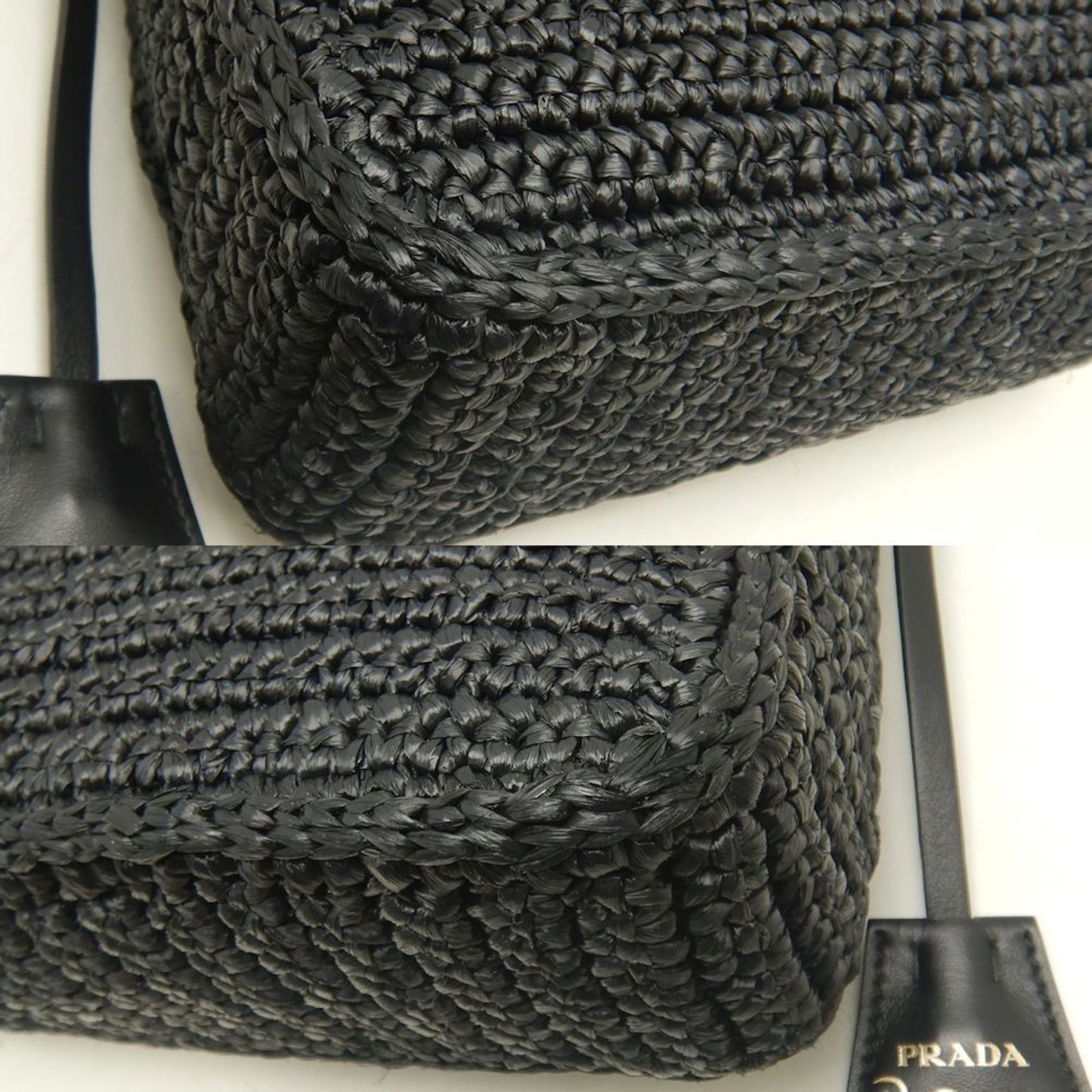 Prada Re-Edition 2005 – Borsa in rafia nera con pochette rimovibile