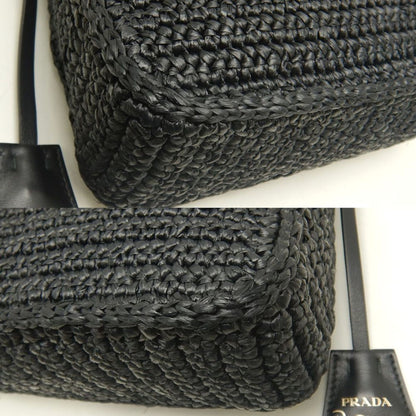 Prada Re-Edition 2005 – Borsa in rafia nera con pochette rimovibile