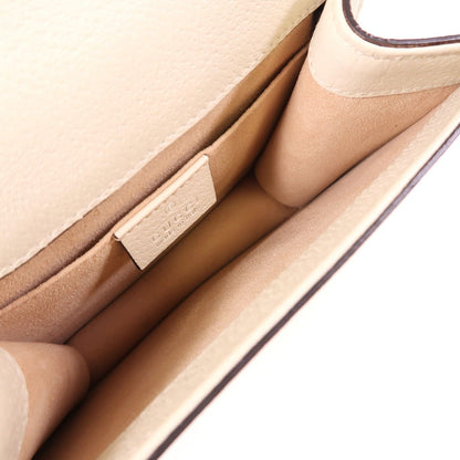 GUCCI Cowhide Leather Totem Butterfly Shoulder Bag Beige