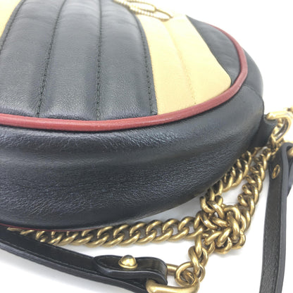 Gucci GG Marmont Round Mini Pelle Trapuntata Torchon Nero e Panna – 18 cm