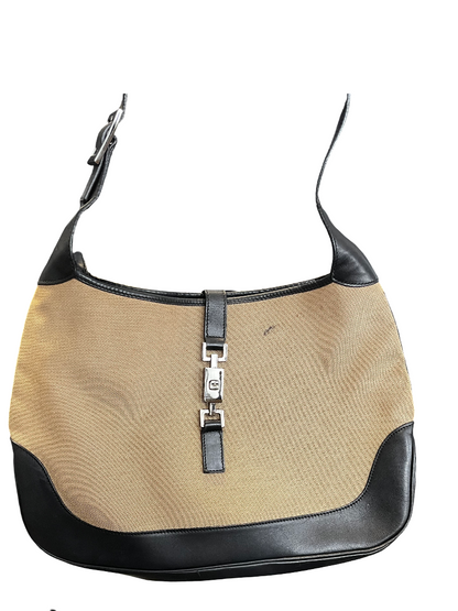 Gucci Jackie – Tela beige, hardware argento