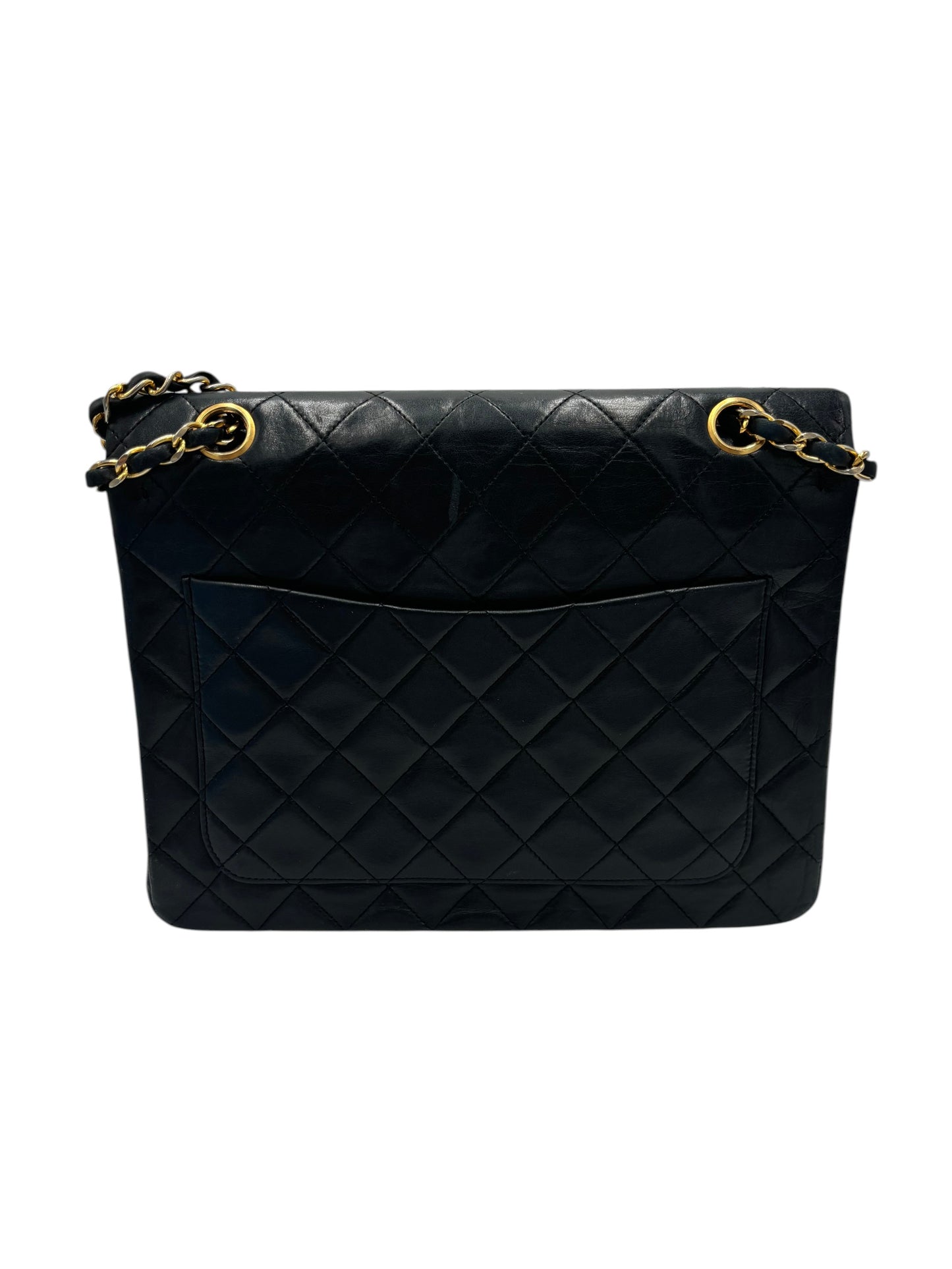 CHANEL Classic Double Flap Media — Pelle di Agnello Trapuntata Nera, Hardware Oro