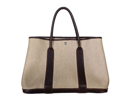 Hermès Garden Party 36 PM – Toile grigia e Buffle beige, hardware argento (2015)