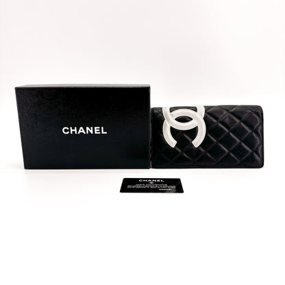 Chanel	Chanel Cambon Line Flap Long Wallet Black White	GOOD