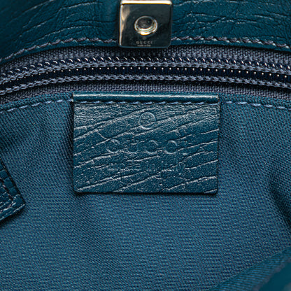 Gucci Mini Tote GG Canvas con Finiture in Pelle Blu Petrolio