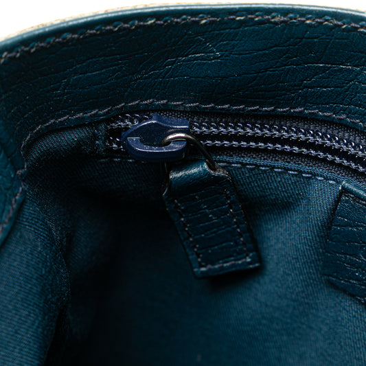 Gucci Mini Tote GG Canvas con Finiture in Pelle Blu Petrolio