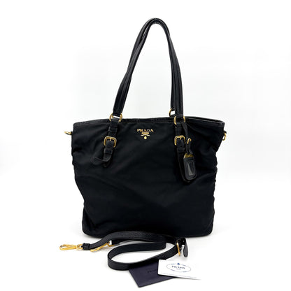 Prada Tote Tessuto e Vitello Soft Nera