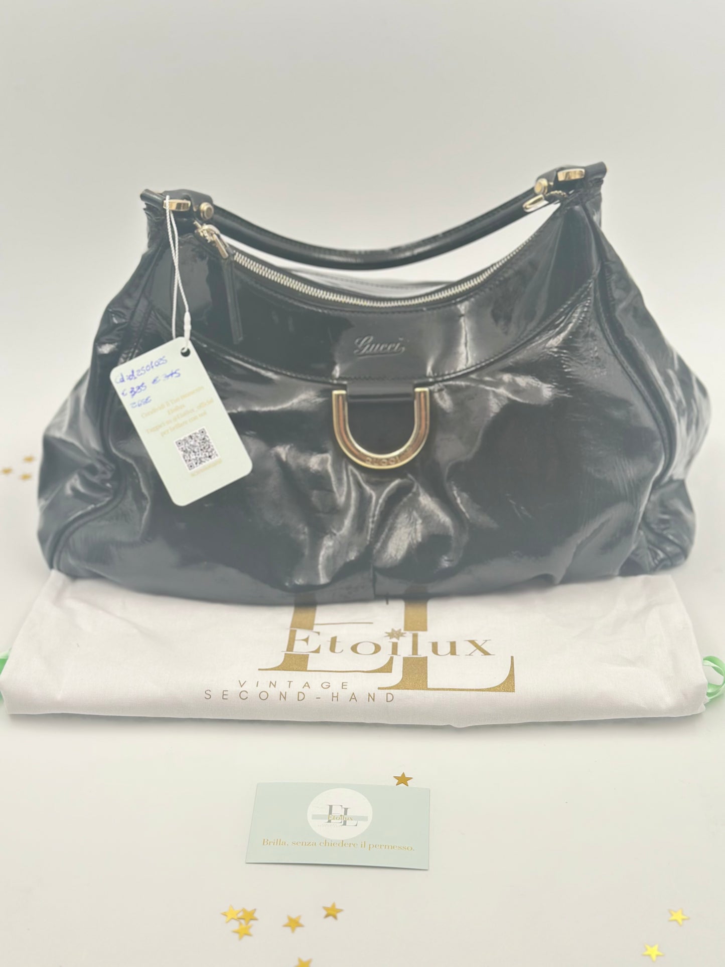 Gucci Indy Hobo Vernice Nera – Iconico Glamour Retrò