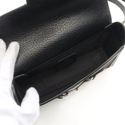 GUCCI Horsebit 1955 Jumbo GG Shoulder Bag in Canvas e Pelle Nera