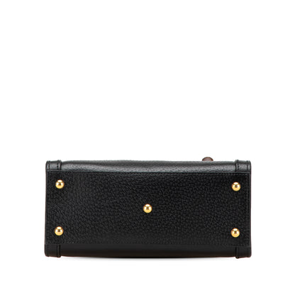 Gucci – Diana Mini in pelle nera con manici in bambù – 16 x 20 x 9 cm