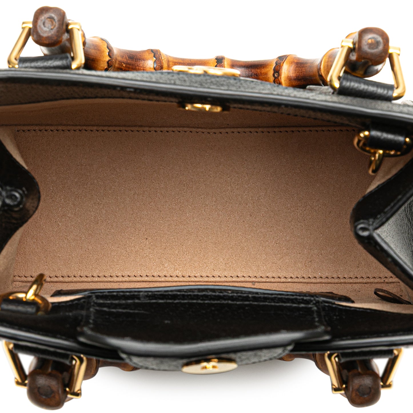 Gucci – Diana Mini in pelle nera con manici in bambù – 16 x 20 x 9 cm