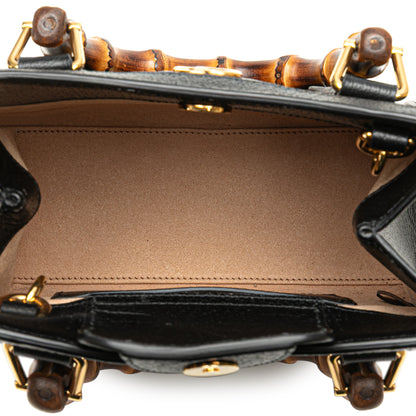 Gucci – Diana Mini in pelle nera con manici in bambù – 16 x 20 x 9 cm
