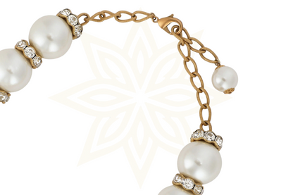 Dolce & Gabbana Collana con catena in oro e cristalli di perle finte bianche maxi