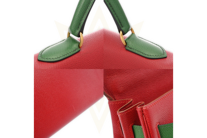 Hermès Kelly 35 Retourne – Pelle Epsom Bicolore Rouge H / Vert Veronese – Gold Hardware