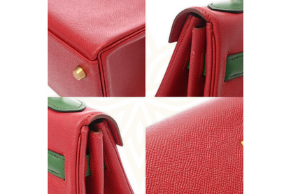 Hermès Kelly 35 Retourne – Pelle Epsom Bicolore Rouge H / Vert Veronese – Gold Hardware