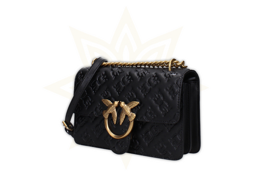 Pinko Love Classic Icon Simply 22 in pelle nera goffrata