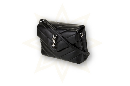 Saint Laurent Loulou Toy in pelle nera – Silver Hardware