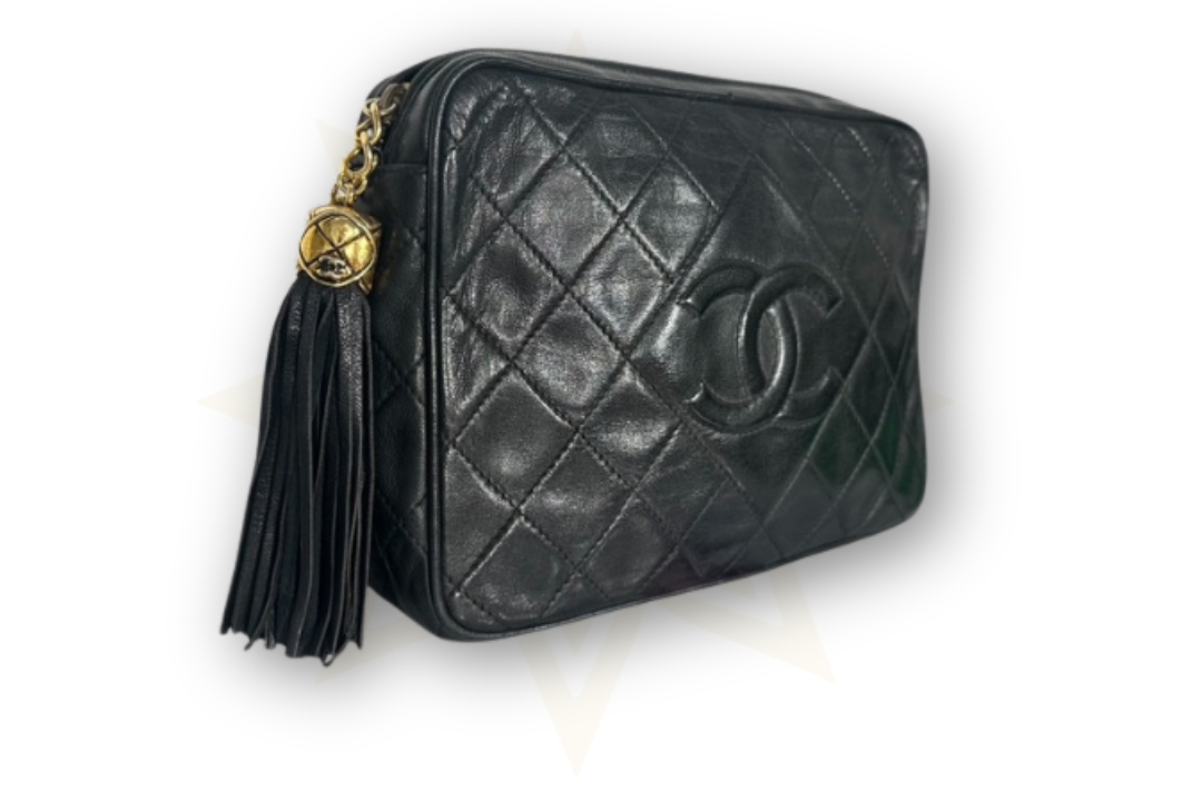 Chanel Camera Bag in pelle nera trapuntata – Vintage anni ‘80/’90