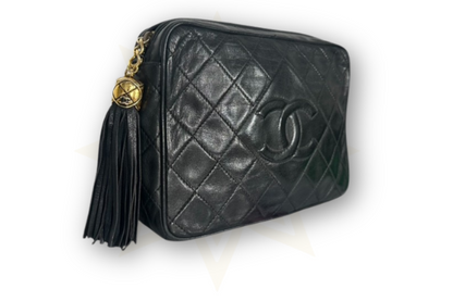 Chanel Camera Bag in pelle nera trapuntata – Vintage anni ‘80/’90