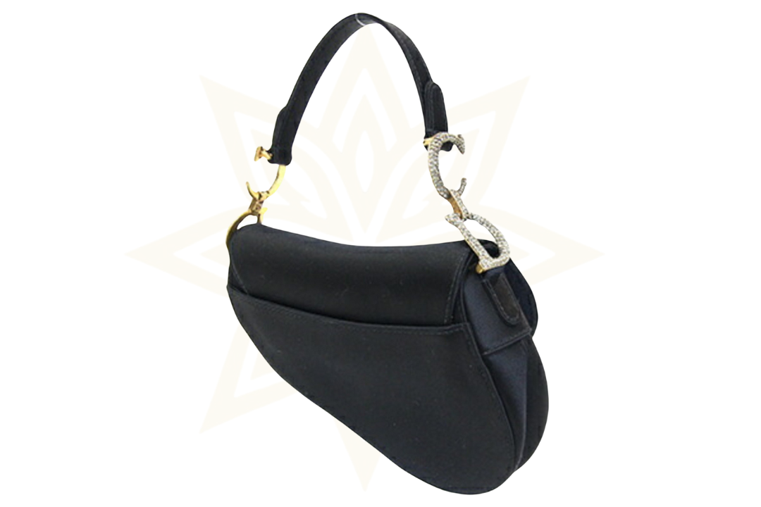 Dior Saddle Bag in raso nero con cristalli – Vintage d’eccezione